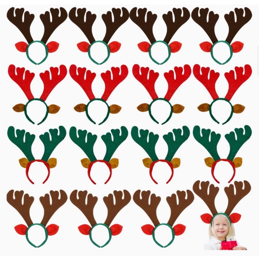 16 Piece Christmas Reindeer Antler headbands